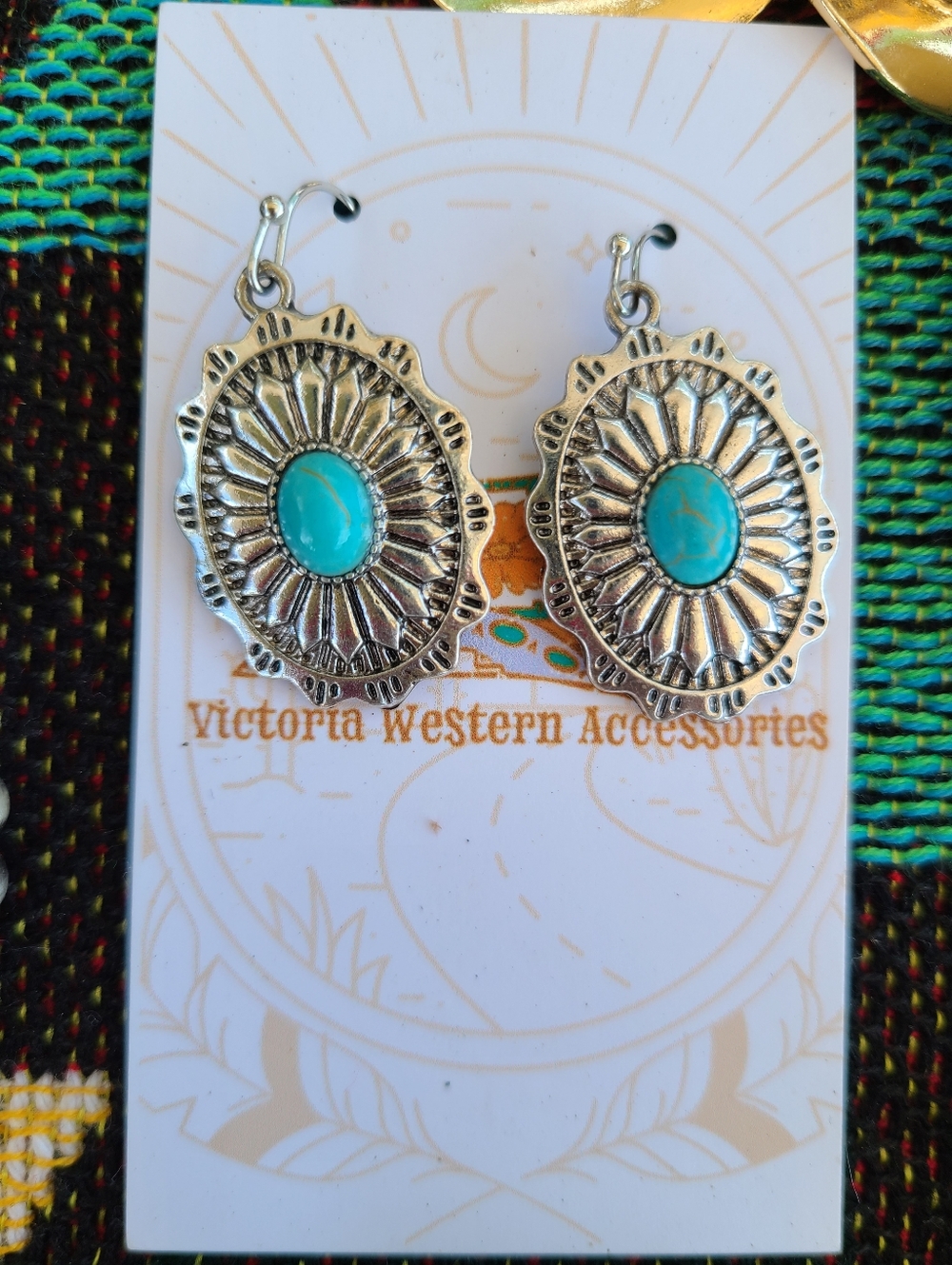 Silver-Tone Turquoise Sunburst Earrings